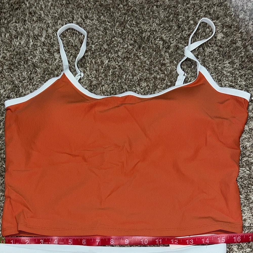 NWT! Geode Women’s Coral with White Trim - Athletic Longline Bikini Top Sz XXL - Picture 6 of 8